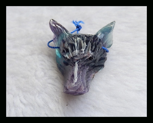 Natural Stone Handcarved Animal Fluorite Necklace Pendant Bead,44*33*16mm