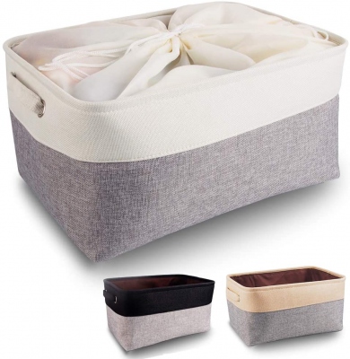 Decorative foldable rectangular storage basket in linen fabric Aufbewahrungskorb aus