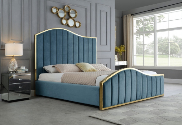  Wavy Design Headboard Leather Bed Chinese Furniture pictures & photos Wavy Design Headboa